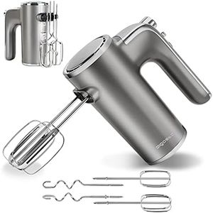 Aigostar Adela - Batidora de Varillas 400 W con 5 Velocidades y Función Turbo, 2 Varillas y 2 Ganchos, Batidora Amasadora Reposteria de acero inoxidable, Soporte de Almacenamiento.