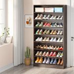 Tribesigns Tall Shoe Cabinet, 9 Tiers 40-45 Pairs Heavy Duty Wood Freestanding Shoe Storage Cabinet, 70.8'' Tall Shoe Cabinet with Open Storage for Entryway (Rustic Brown)