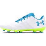 Under Armour Unisex-Adult Magnetico Select 3.0 Soccer Shoe, (102) White/High-vis Yellow/Capri, 15.5 Women/14 Men