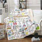 Math Equation Blanket for Boys Girls Chemistry Throw Blanket Teens Kids School Educational Dorm Room Decor Test Tube Microscope Chemistry Lab Fuzzy Blanket Science Theme Sherpa Blanket 60"x80"