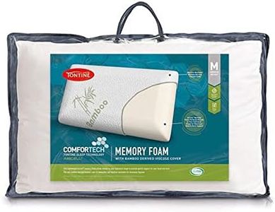 Tontine Comfortech Memory Foam Pillow with Bamboo Cover, Medium Height, Firm Support, Moulds to The Exact Shape of Head and Neck, Customised Support, Cooling and Machine Washable Cover