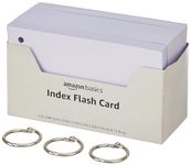 Amazon Basics Blank Index Flash Cards - Suitable for Study, Home and Work Notes - Dotted Pattern - Free Binder Rings - 220 GSM Thick - 3 x 5 inches