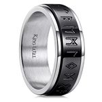 King Will 8mm Black & Silver Viking Spinner Ring Stainless Steel Fidget Ring Anxiety Ring For Men 7.5