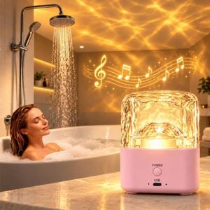 Shower Lamp, Shower Light with Bluetooth Speaker, Waterproof Shower Light | 16 Colors Ocean Wave Projector Light with Remote & Touch Control, White Noise Music Lamps for Bedroom Shower Bathroom (Pink)