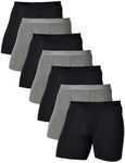 Comfneat Men's Boxer Briefs Comfy Underwear Stretchy Cotton Spandex Multipacks, Black+Dark Grey Melange Park-7, X-Large