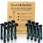 Eco Friendly Replacement Toothbrush Heads by Envirodental - Compatible with Oral B - Fully Recyclable Pack of 16 Brushes - with Activated Charcoal Bristles - for Electric Toothbrushes