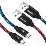 Micro USB Cable 15ft,Extra Long Braided Andorid Charging Cords, iSeekerKit 2Pack Colorful Micro USB to USB 2.0 for Android/Windows/PS4/Samsung Galaxy S6 S7 Edge,Note 5/4,LG,Moto,Nokia,HTC (Blue+Red)