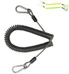 10ft-150LB Retractable Fishing Coiled Lanyard Stainless Steel Inside Heavy Duty Fishing Safety Rope Extension Cord Tether for Deep Sea Fishing Tools Rod Kayak Paddles