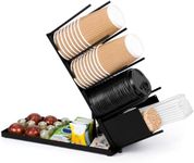 BELLE VOUS Black Coffee Station Organiser - Coffee Bar Station Cup Holder - Tea and Coffee Station - Coffee Bar Organiser/Coffee Caddy Cup Dispenser