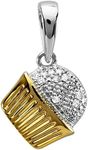 0.10 Carat (ctw) 10k Two Tone Gold Round Diamond Ladies Cupcake Pendant 1/10 CT