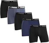 PUMA Men's Microfiber Boxer Brief, 5-Pack - Blue, Gray and Black X-Large