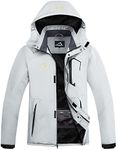 FTIMILD Men's Ski Jacket Waterproof Warm Winter Mountain Windbreaker Hooded Raincoat Snow Jackets, Light Grey N02, XX-Large