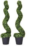 Goplus Artificial Topiary Cedar Spiral Trees, UV Resistant Realistic Leaves & Cement-Filled Pot, Fake Plant for Home, Office, Indoor and Outdoor Use (4 Ft)