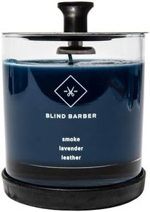 Blind Barber Tompkins Scented Candle - Long Lasting Soy Wax Man Candle in Barber Style Glass Jar with Notes of Leather, Smoke & Lavender - 40 Hour Burn Time (6.2 Ounce)