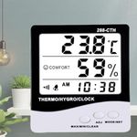 LABART 288-CTH THERMO-HYGROMETER Digital Hygro Thermometer with Clock Big 3 Line Display Meter