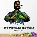 StickMe 'Che Guevara - Revolution - You Can Change The World - Motivational Inspiration Quotes Wall Sticker' -SM826 (Multi Colour, Vinyl - 70cm X 70 cm)