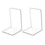 Kioneer 1 Pairs Acrylic Bookends Clear Book Ends, Plastic Non-slip Bookend Bedroom Library Office School and Desktop Organizer