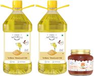 Farm Naturelle Cold Pressed Virgin Kachi Ghani Virgin Yellow Mustard Oil (Yellow Mustard, 10ltr-Yellow) with 400g Jungle Honey Worth of 539/-