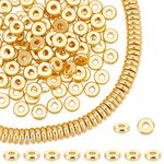 PH PandaHall 150pcs 6mm Flat Heishi Spacer Beads 18K Gold Plated Beads Disc Loose Beads Brass Flat Round Metal Beads for Heishi Clay Beads Summer Hawaii Stackable Necklace Bracelet Jewelry Making