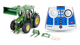 siku 6795, John Deere 7310R tractor with front loader, Green, Metal/Plastic, 1:32, Remote controlled, Includes Bluetooth remote control and accessories, Can also be controlled with app