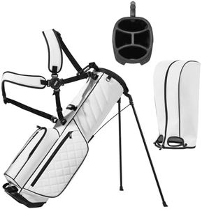GEESEE 4-Way Golf Stand Bag, Premium PU Leather Lightweight Stand Bag