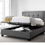 Grey Fabric Ottoman Storage Bed, Happy Beds Yorkie Grey Fabric Modern Bed - 6ft Super King (180 x 200 cm) Frame Only