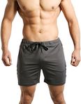 Tough Mode Mens Workout Bodybuilding MMA WOD Training Gym Running Lifting Shorts Zipper Pocket, Gray, Small