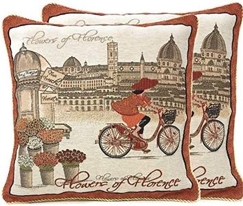 Tache 2 Piece Square 18" by 18" Vintage Florence Girl Day Out Cushion Throw Pillow Cover Set