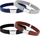 Tatuo 4 Pieces Kids Buckle Belt Kid Adjustable Elastic Belt Boy Stretch Belt for Children Favor, Black, Gray, Brown, Navy Blue