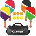 OLANNY Pickleball Paddles Fiberglass Pickleball Set of 4 with Premium Pickleball Paddles, 6 Pickleball Balls and Pickleball Bag, Pickleball Rackets Gifts for Men Women Beginners