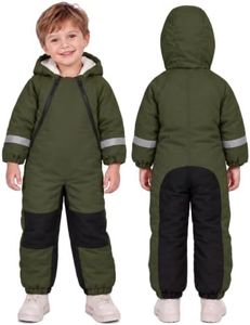 JiAmy Baby Winter Snowsuit for Girls Boys, Hooded Warm Romper with Double Zipper, Infant Thermal Jumpsuit for Newborn 4-5 Years Green