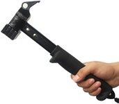 Beefoor Camping Hammer Heavy Duty with Tent Stake Remover, 12.6" Steel Tent Hammer - Rubber Covered Handle Tent Mallet with Holding Strap (Black)