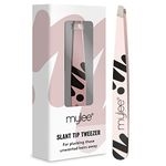 Mylee Professional Slant Tip Tweezer for Facial Hair Removal and Eyebrow Shaping, Precision Stainless Steel Tweezer for Removing Splinters & Ingrown Hair, Perfect for Your Daily Beauty Routine