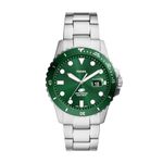 Fossil Men Stainless Steel Analog Green Dial Watch-Fs6033, Band Color-Silver