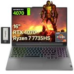 Lenovo Legion Slim 5 16" 165Hz WQXGA Gaming Laptop, AMD Ryzen 7-7735HS, GeForce RTX 4070 8GB, 64GB DDR5, 2TB SSD, 4-Zone RGB Keyboard, FHD Webcam, WiFi 6E, Win 11, Gray, 256GB Docking Station Set