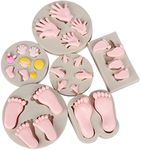 Xidmold 6pcs Baby Silicone Fondant Molds Baby Shower Theme Cake Decorating Mold, Baby Feet Hand Fondant Molds for Gummy Chocolate Candy Cupcake Gum Paste Polymer Clay