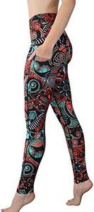 Comfy Yoga Women's Printed High Waisted Yoga Leggings | 2 Side Pockets | Soft Lightweight Workout Leggings, Wonderland, Large-X-Large