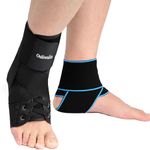 Ouliwalin Ankle Stabilizer Brace for Women and Men with Support Straps 2 Pack Elastic Adjustable Foot Wrap Brace for Sprained Ankle Injury Recovery Breathable Design Black Color Ankle Brace (X-Large)