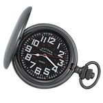 Gotham Men's Gunmetal Railroad Polished Finish Covered Quartz Pocket Watch # GWC15044BBK, Classic