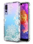 GREATRULY Floral Clear Pretty Phone Case for Huawei P20 Pro for Women/Girls,Flower Design Transparent Slim Soft TPU Shock Absorption Bumper Cushion Silicone Cover Shell,FL-S