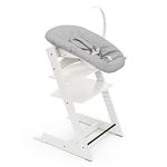 Tripp Trapp Chair from Stokke (White) + Tripp Trapp Newborn Set (Grey) - Cozy, Safe & Simple to Use - For Newborns Up to 20 lbs