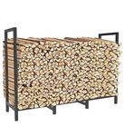 BALIE SPACE 4ft Outdoor Firewood Rack Holder with 8 Support Legs for Indoor Fire Wood Pile Storage, Adjustable Heavy Duty Fire Log Stacker Stand Organizer for Fireplace, Black