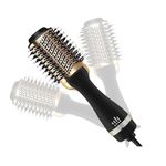 APTODEN 24K Gold Styling Surface Hot Air Brush 3 in 1 One Step Hair Dryer and Styler Volumizer for Straightening, Curling, Salon Negative Ion One Step Styler, Hot Air Blow Brush for Women Golden One step Best Gift Your Partner