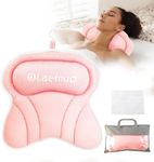 Olaemuo Bath Pillows for Tub, Bath Pillow Luxury Bathtub Pillow, Comfy Bath Tub Pillow for Bathtub for Head and Neck with Non-Slip Suction Cups for Tub, Relaxing Bath Accessories Spa Gifts-Pink