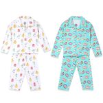 The Mom Store Baby Pajama Set 100% Cotton Nightwear Soft Comfortable Sleepwear for Newborn and for Kids for Boys and Girls Combo of 2 (3-4 Years)
