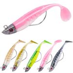 HOTUT 3D Eyes Soft Fishing Lure Paddle Tail Soft Fishing Lures, 5 Pcs Pre-Rigged Soft Fishing Lures, Sharp Single Hook Baits T Tail Artificial Bait Fishing for Sea Fishing Bass Pike Trout Perch