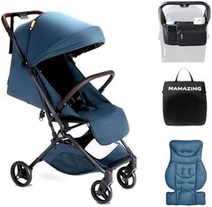 MAMAZING Baby Stroller with Organizer & Cushion, Mom’s Choice Gold Award Winner, Ultra Compact & Airplane-Friendly Travel Stroller, One-Handed Folding Stroller for Toddler, Only 11.5 lbs, Blue