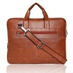 Bagneeds® Men's tan Synthetic Leather Briefcase Best Laptop Messenger Bag for Men