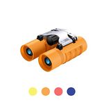 WRNRN Binoculars for Kids 8-12, 12x25 Small Lightweight Binoculars Compact Pocket Size High Power Real Binoculars for Safari Concert Opera Theater Bird Watching Boys Girls Best Gifts (Orange)