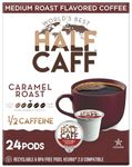 World's Best Half Caff Caramel Coffee 24ct. Solar Energy Produced Recyclable Single Serve Half Caff Caramel Coffee Pods - 100% Arabica Coffee California Roasted, KCup Compatible